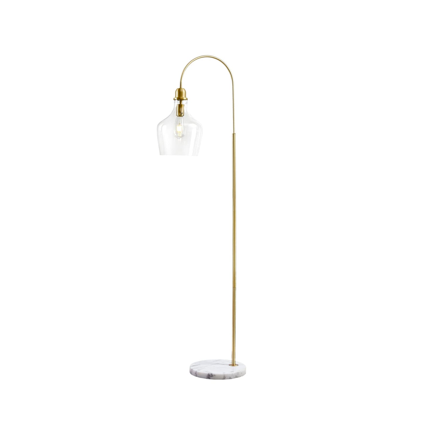 Hampton Hill Auburn Floor Lamp, 11.8 Metal, Gold, Bell Glass Shade, Model Mp154-0200, Modern, Ideal For Living Room, Foyer, Office