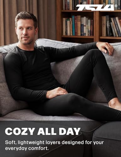 TSLA Men's Thermal Underwear Set, Microfiber Soft Fleece Lined Long Johns, Winter Warm Base Layer Top & Bottom