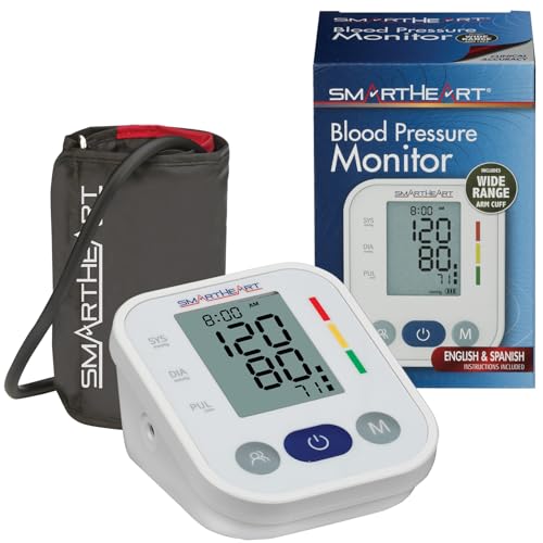 SmartHeart Blood Pressure Monitor | Wide Range Arm Cuff | 2-Person Memory | 198 Total Reading Storage | Excessive Movement...