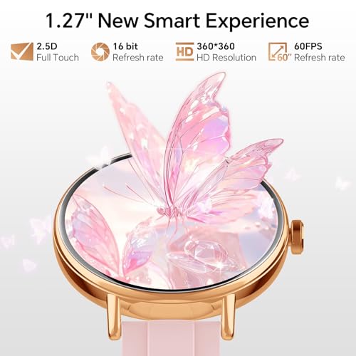 Yoever Smart Watches for Women,1.27" HD Fitness Tracker Answer/Make Call, Heart Rate/Sleep/SpO2，Round Smart Watch for iPho...