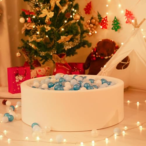 GOGOSO Ball Pit Balls for Toddler, Baby Plastic Playballs Kids Soft Pastel Pelotas Non-Toxic BPA-Free Pearl Blue+Light Blu...