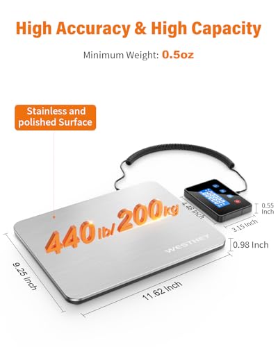 Shipping Scale 0.5oz-440lb High Accuracy Postal Digital Weight Luggage Scale for Packages Warehouse Home Small Business Pe...