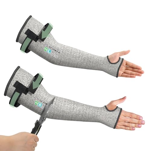 Schwer PRO-SKIN ANSI A6 Cut Resistant Sleeves With 2.0 Detachable Hook and Loop Straps, Non-PFAS, High Risk Cut Protection...