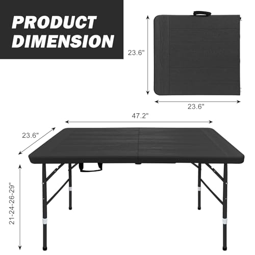 ICSPOID Folding Table, 4FT/6 FT Foldable Table with Carrying Handle, Steel Legs Heavy Duty Portable Utility Table for Part...
