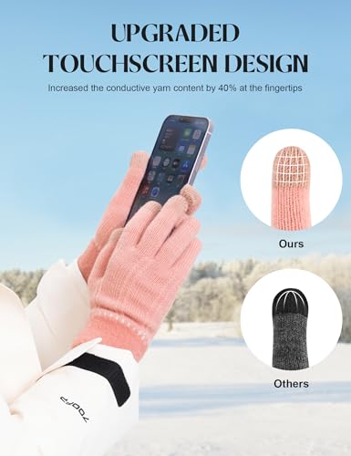 ORVINNER Winter Gloves for Women, 4 Pairs Womens Touch Screen Warm Lining Stretchy Thermal Knitted Gloves for Cold Weather
