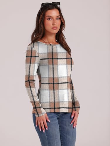 WIHOLL Long Sleeve Thermal Shirt for Women Light Fleece Tops Fall 2025 Crew Neck Casual Basic T-Shirts