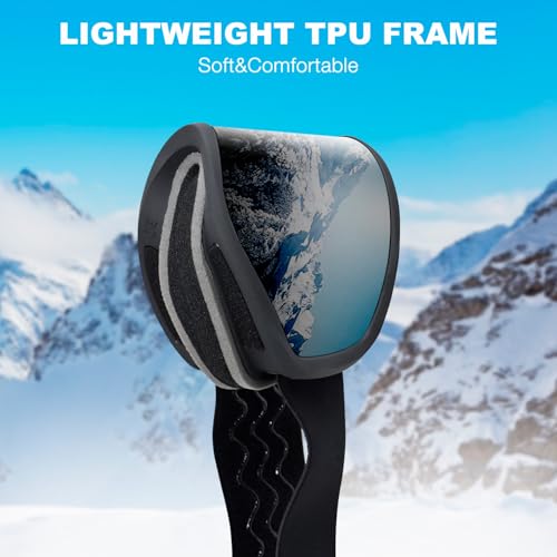 VEWOE Ski Goggles OTG for Men Women, Anti-Fog Snowboard Goggles UV400 Protection Snow Goggles for Adult Youth