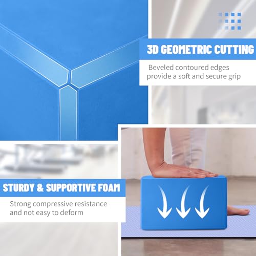 2025 Yoga Blocks 2 Pack, EVA Foam Yoga Block Supportive Latex-Free, Non-Slip Exercise Blocks, Yoga Accessories for Pilate...