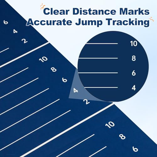 Standing Broad Jump Mat, Long Jump Training Mat with Clear Measurement Marks, Non Slip Broadjump Mat for Home, Gym and Sch...