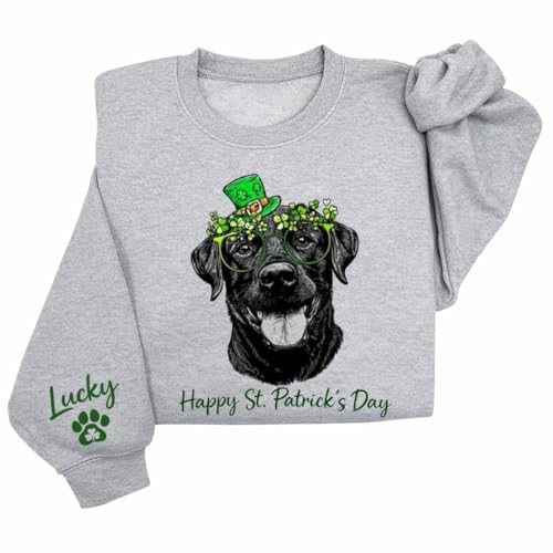 Famitrendz Custom St. Patricks Day Sweatshirt, Personalized Patrick Day Dog Sweater, Patrick Days Gift for Women, Dog Lover