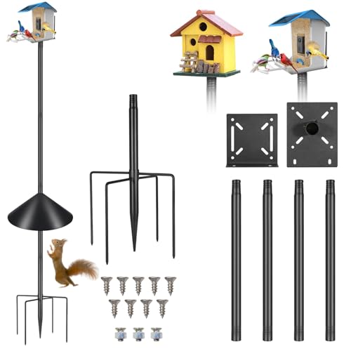 Proerr Smart Bird Feeder Pole Stand 79In,Adjustable Height Metal Bird House Pole for Outdoor Garden with Multiple Mounting...