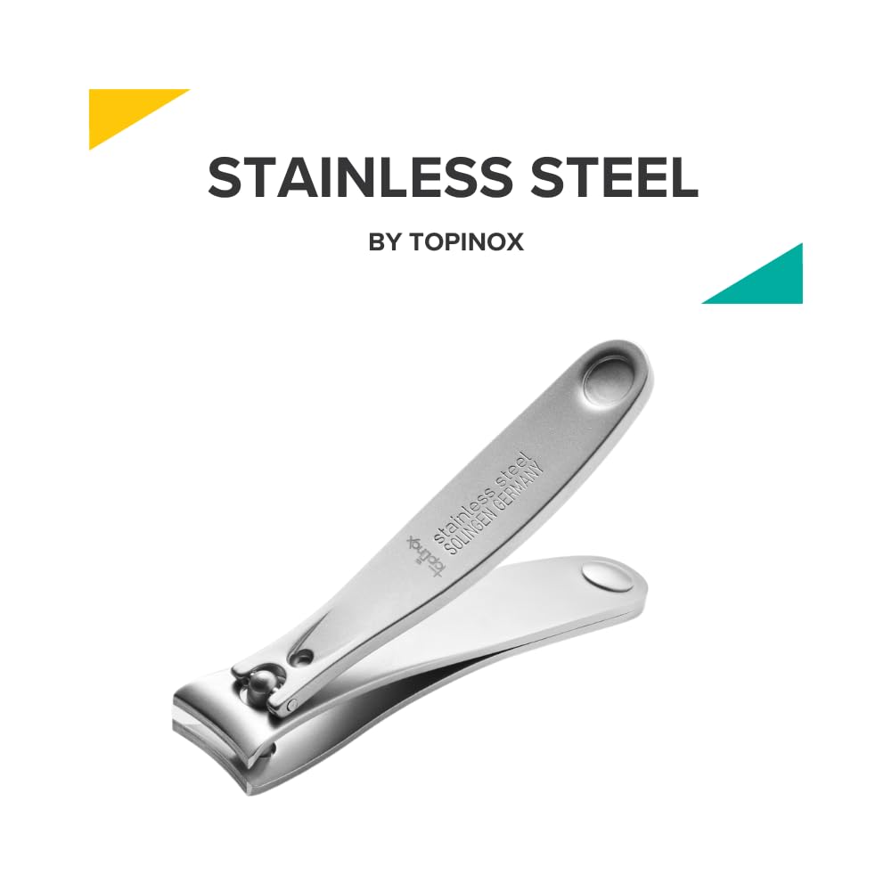 Rui Smiths Pro Precision Nail Clippers | TopInox Stainless Steel Manicure Pedicure Trimmer, Curved Cutting Edges, Travel Size, 6