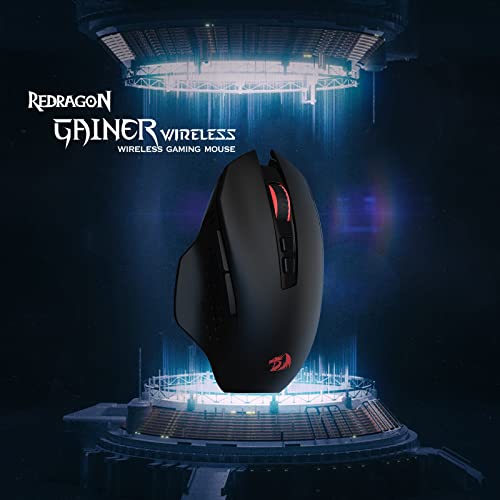 Redragon M656 Gainer Wireless Gaming Mouse, 4000 DPI 2.4Ghz Wireless Mouse w/ 5 DPI Levels, 7 Macro Buttons, Red LED Backl...