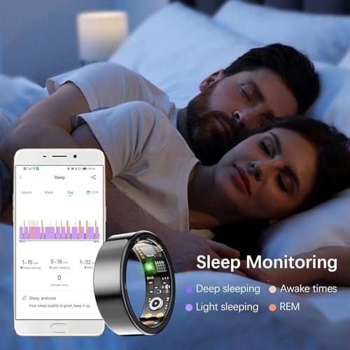 Health Tracker Ring, Smart Health Ring for Women Men with Heart Rate, Blood Oxygen, Sleep Monitor, Steps,Calories, No Subs...