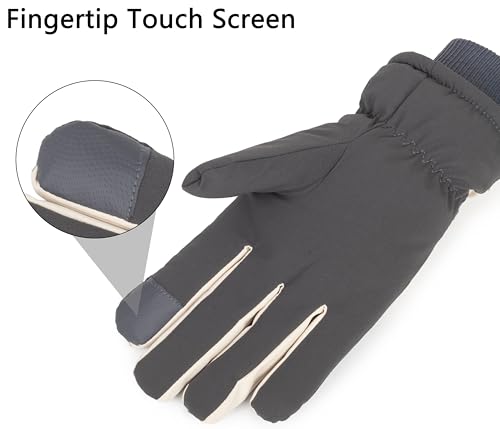 Winter Ski-Gloves for Men-Women Non-Slip-Plus-Velvet-Thickened Mitt Waterproof Cold-Weather Touchscreen-Cycling-Gloves S/M