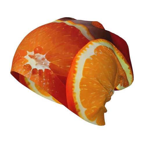 YANYU Fresh Orange Fruit Print Soft Beanie Winter Hat Warm Thermal Cap Headwear for Snow Play Outdoor Activities