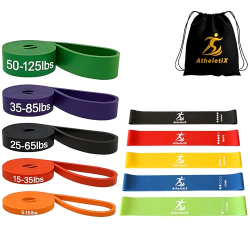 Athletix 10-Piece Resistance Bands Set | Heavy to Light Levels for Strength, Glutes, Legs, Pilates, Yoga, Stretching | Res...
