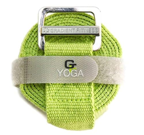 Gradient Fitness Yoga Strap, Friction-Less Easy-Feed Buckle, Super Soft Cotton/Polyester Blend Webbing, Free eGuide. (8 Feet)