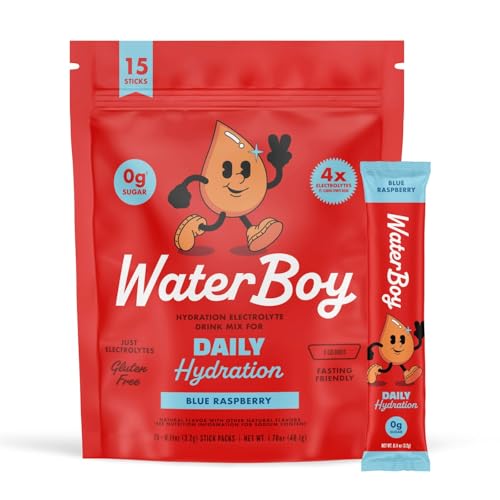 Waterboy Daily Hydration | 1,570mg Electrolyte Powder Packets | No Sugar, All Natural, Gluten Free, Zero Calories | 15 Dri...