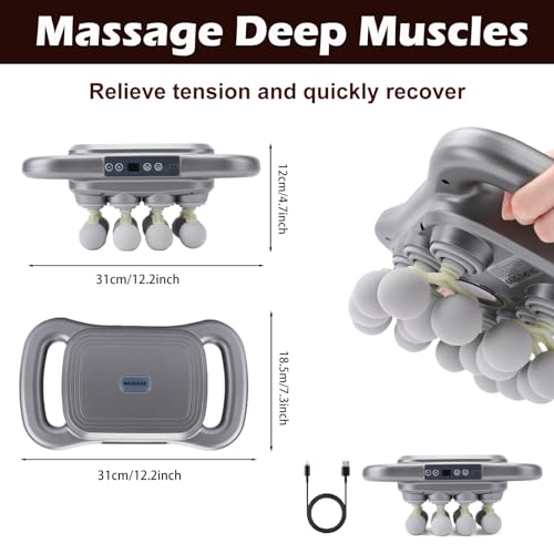 Novotechcal 16-Head Massage Gun Set, Deep Tissue Percussion Massager with 9 Modes and 9 Adjustable Intensities, Quiet Musc...