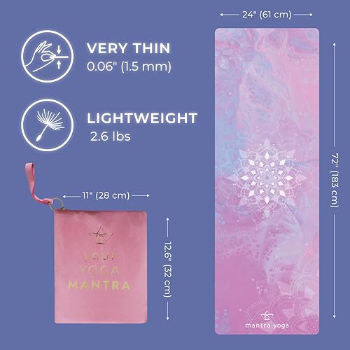 Mantra Yoga Travel PRO 1.5mm with Knee Pad - Foldable Fitness & Exercise Mat with Bag | Lightweight, Compact & Eco-Friendl...