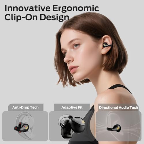 Monster Open Ear AC225 Earbuds, Stereo Sound, Bluetooth 6.0 Open Ear Headphones, Lightweight Comfort Clip-On Earbuds with ...