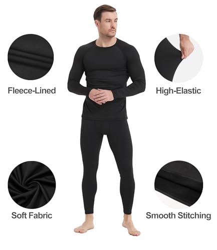 Dalavch 4 Pack Men Thermal Compression Pants,Fleece Lined Heated Leggings for Cold Weather Sports Athletic Winter Baselayer