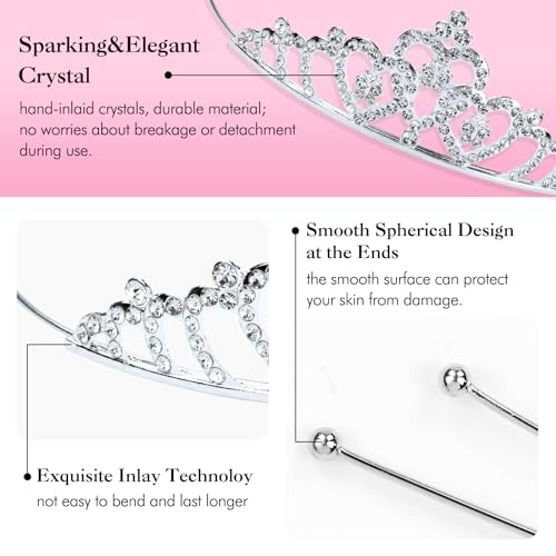 Lawie 8 Pack Birthday Tiaras, Rhinestone Crystal Princess Crowns, Silver Headbands for Women, Party Dance Homecoming Weddi...