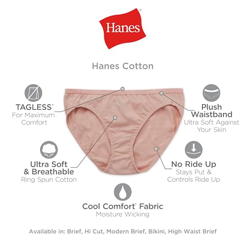 Hanes Women's Underwear Briefs Pack, 10-Pack, Cotton Panties for Women, Moisture-Wicking, Full Coverage