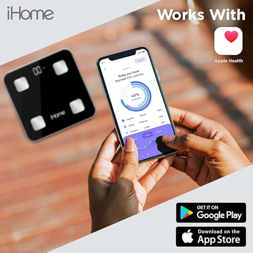 iHome Digital Bluetooth Smart Scale for Body Weight, Weight Scale, Including BMI, Body Fat, Muscle Mass, Batteries Include...