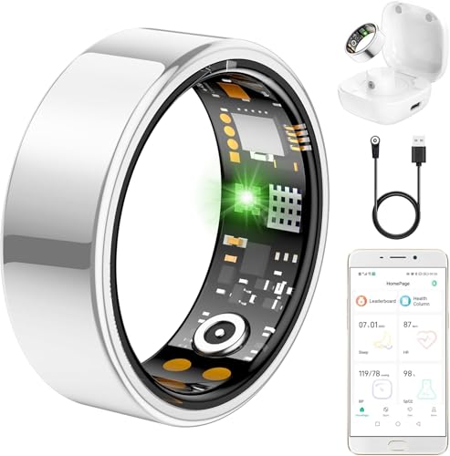 Ring Health Tracker for Women Men, Fit Ring with Heart Rate, Blood Oxygen, Sleep Monitor, Calories, Step Counter, IP68 Wat...