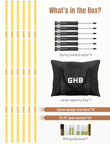 GHB Agility Poles 6 Pack 6ft Sports Soccer Training Poles,Detachable Speed Training Equipment Football Accessories