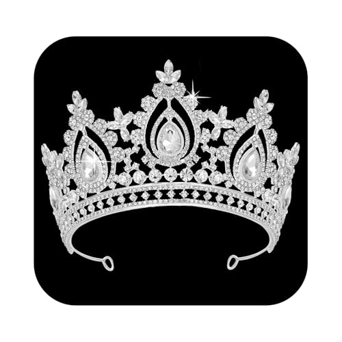 SWEETV Queen Crown for Women,Wedding Tiara for Bride,Princess Tiara,Quinceanera Pageant Crown Diadem