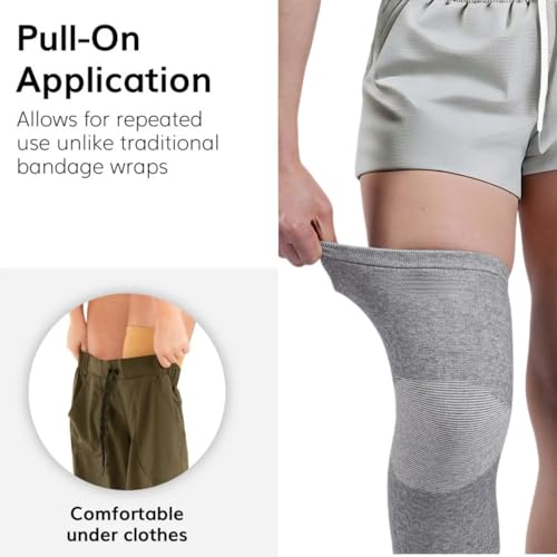 inflossom Bamboo Knee Sleeves, 2-Pack Knee Compression Sleeve Women Men Elastic Warm Slip-on Recovery Knee Brace for Arthr...