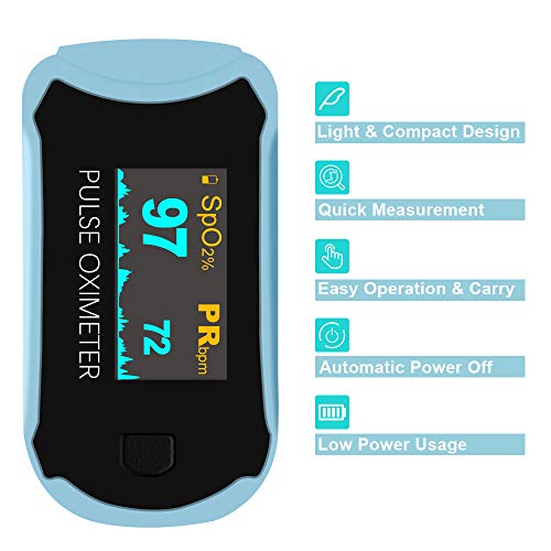 Easy@Home Fingertip Pulse Oximeter: SpO2 Blood Oxygen Saturation Meter and Heart Rate Monitor - Portable OLED Rotatable Di...