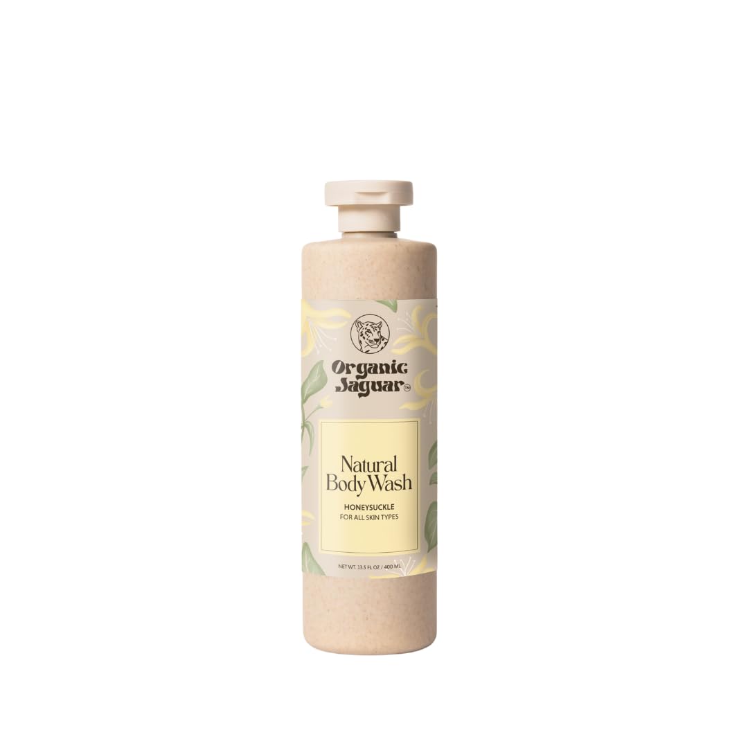 Organic Jaguar Natural Body Wash with Aloe Vera Gel and Honeysuckle, Bath and Shower Soap Cleanser for Body Care, Leaves Skin So