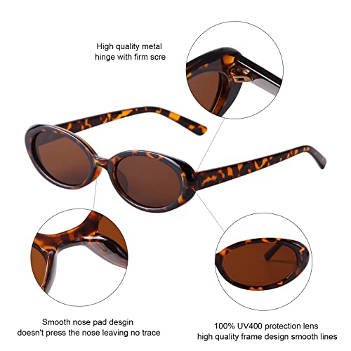 Trendy Retro Oval Sunglasses for Women, 90s Small Y2K Fashion Vintage Narrow Sun Glasses