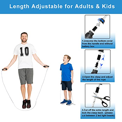 Light Up Jump Rope, Multi-Color LED Neon Glow Skipping Rope 9FT Nice Weight, USB Rechargeable Size Adjustable for Kids Gir...