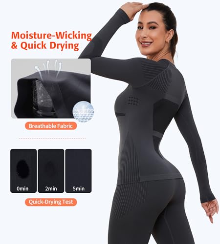 ATTRACO Thermal Underwear Set for Women Long Johns Warm Base Layer Top & Bottom for Cold Weather