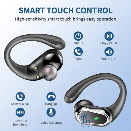 Wireless Earbuds, 2026 Bluetooth 5.4 Headphones Sport, 50Hrs HiFi Stereo Deep Bass Over-Ear buds with ENC Noise Cancelling...