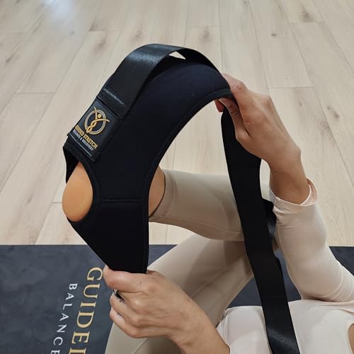 Guided Stretch Yoga Strap with Versatile Loops, No Velcro, Improve Flexibility & Mobility, Relieve Joint Pain!