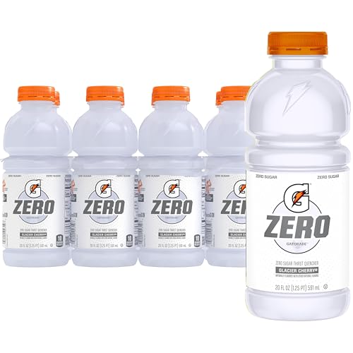 Gatorade Zero Sugar Glacier Cherry Thirst Quencher Sports Drink, 20 Fl Oz Bottles, 8 Pack