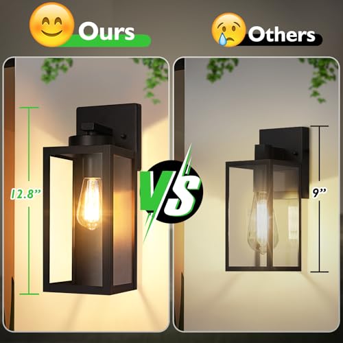 Outdoor Wall Light Fixtures, Exterior Waterproof Wall Lanterns, Porch Sconces Lighting with E26 Sockets & Glass Shades, Mo...
