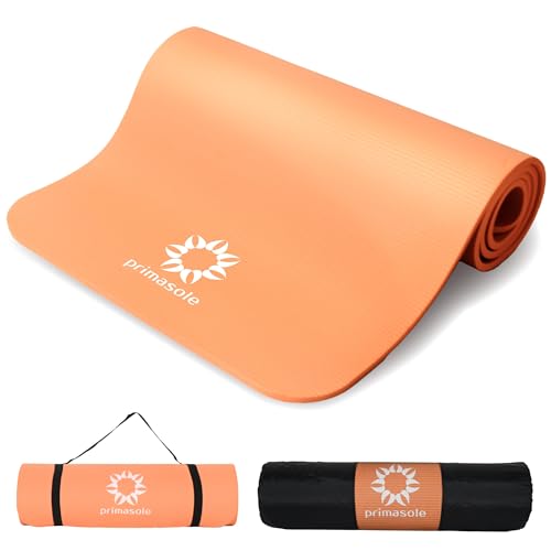 Primasole Thick Yoga Mat, 1/2-Inch Extra Thick NBR Mat with Enhanced Stability - Textured Design, Lightweight Mat with Car...