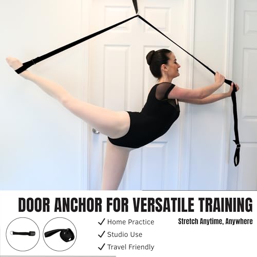 Danzcue Ballet Stretch Strap Set – Professional Dance Flexibility Trainer with Door Anchor, Extra Long Non-Slip Stretching...