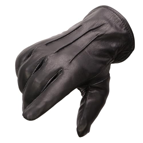 Milwaukee Leather SH234 Men's Thermal Lined Black Leather Gloves w/Welted Top Panel