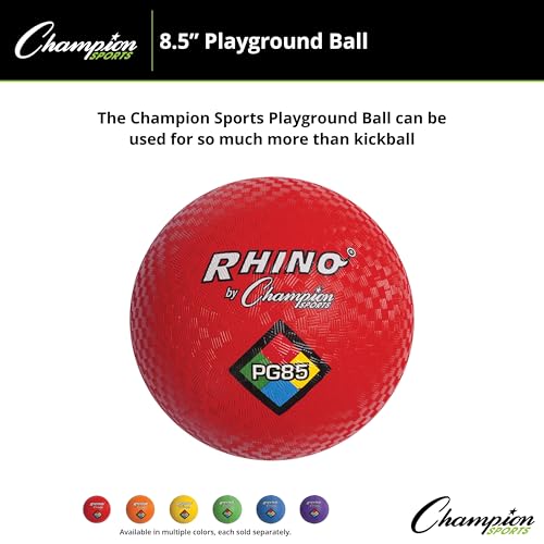 Champion Sports Rhino Playground Balls 8.5" D - Two Ply, Nylon Wound, Red (Set of 1 Ball)