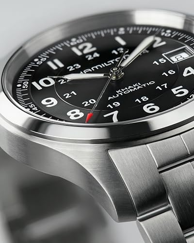 Hamilton Khaki Field Automatic Men's Watch, 38mm Stainless Steel Case, Swiss Made, Black Dial Analog Wrist Watch for Men, ...
