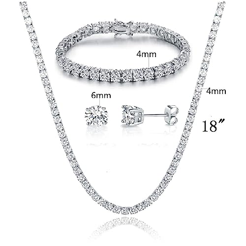 Gemsme 18K Yellow Gold/White Gold Plated Wedding Jewelry Set Tennis Necklace/Bracelet/Earrings Sets Pack of 3