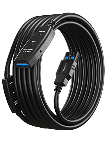 MutecPower 32 Feet Active USB Extension Cable 3.0 Male to Female with 2 Extension chipset Signal Booster - Active Extensio...